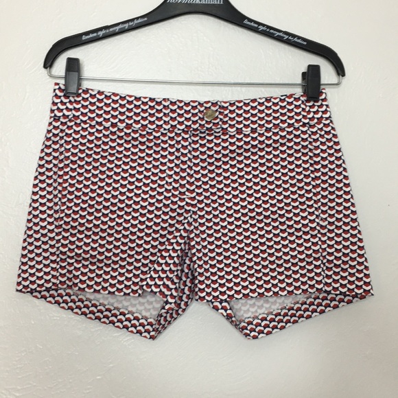 J. crew stretch short red white blue geometric 00